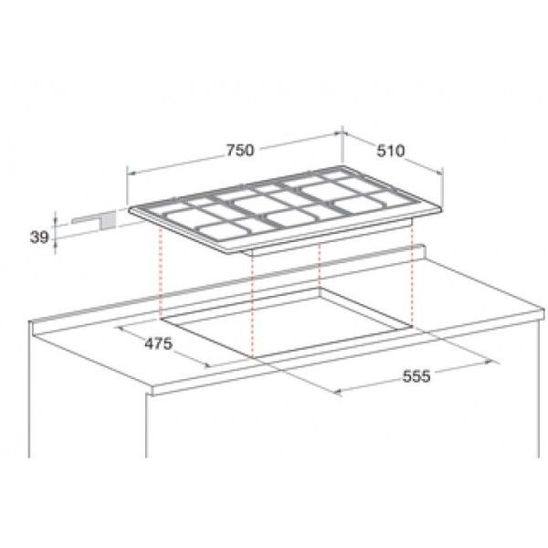 Placa a gs Hotpoint PCN 752 T IX /HA