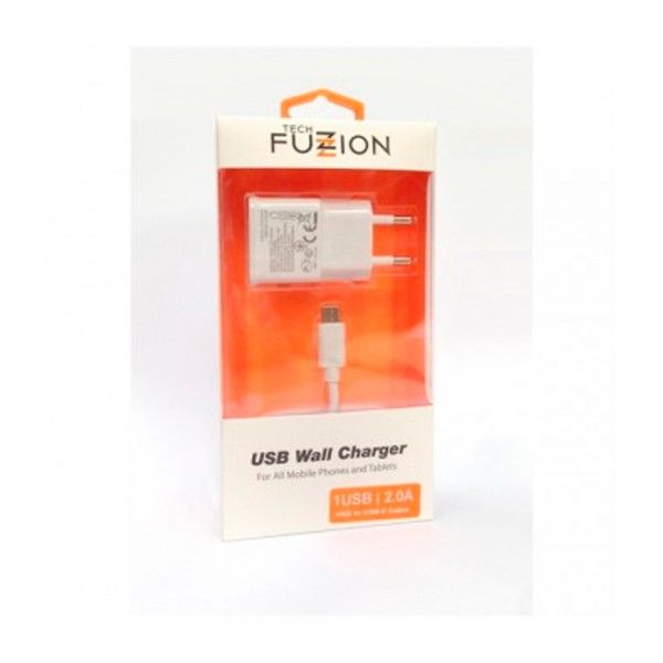 Carregador USB Tech Fuzzion 2A Micro USB White