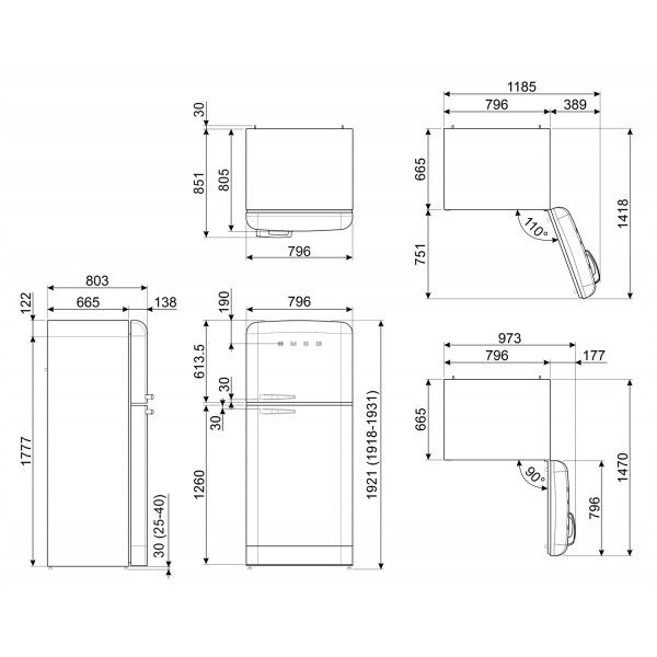Frigorífico Smeg FAB50RWH5 Frigorífico Smeg FAB50RWH5