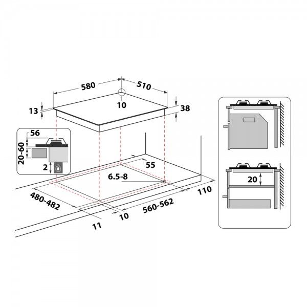 Placa a gs Hotpoint PPH 60G DF/IX