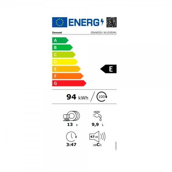 Máquina de Lavar Loiça de Encastre ZANUSSI ZDLN2521 Máquina de Lavar Loiça de Encastre ZANUSSI ZDLN2521