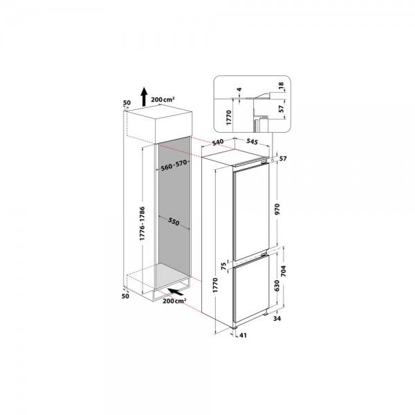 Frigorfico Combinado de Encastre HOTPOINT BCB7030D2