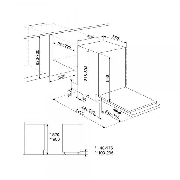 Máquina de Lavar Loiça de Encastre SMEG STL362DQ Máquina de Lavar Loiça de Encastre SMEG STL362DQ