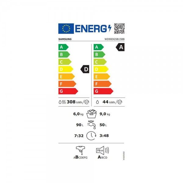Mquina de Lavar e Secar Roupa AI Eco Bubble SAMSUNG WD90DG5B15BBEP