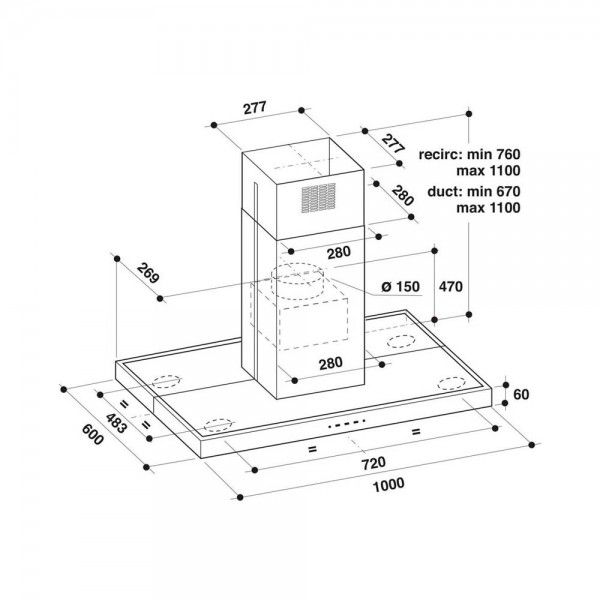 Exaustor de Ilha WHIRLPOOL AKR 504 IX/1