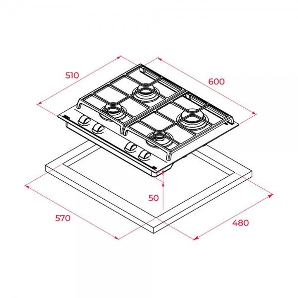 Paca a gás Teka GZC 64300 XBA Paca a gás Teka GZC 64300 XBA