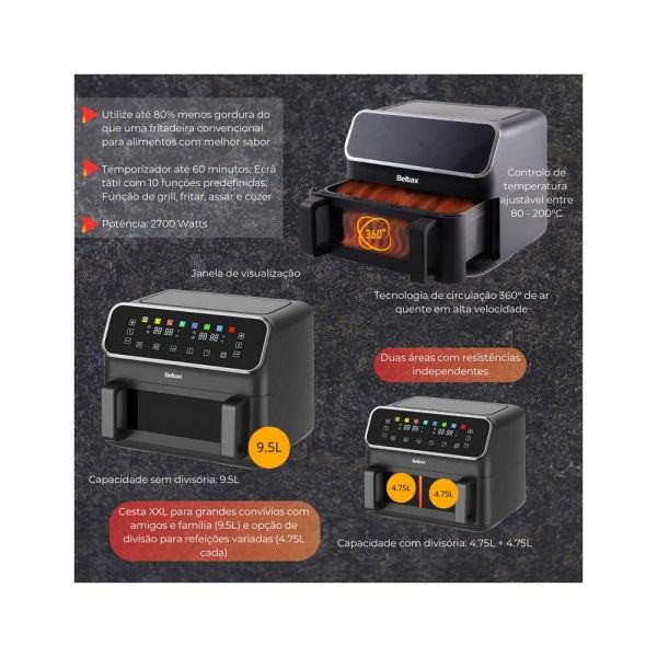 Fritadeira sem leo Dupla BELTAX BHF5048