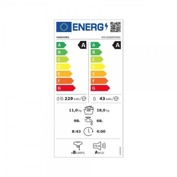 Mquina de Lavar e Secar Roupa SAMSUNG Bespoke AI Laundry Combo WD18DB8995BZT2
