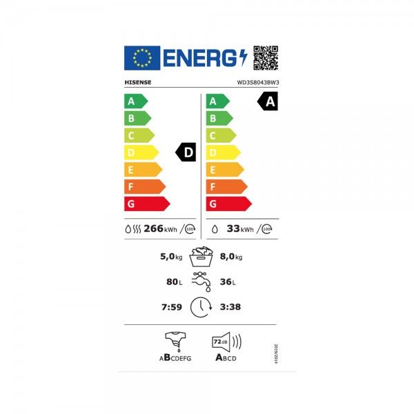 Mquina de Lavar e Secar Roupa HISENSE WD3S8043BW3
