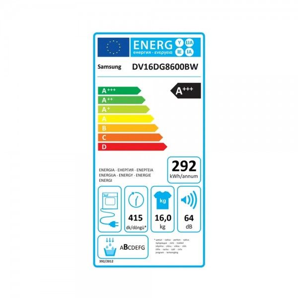 Mquina de Secar Roupa SAMSUNG DV16DG8600BWU3