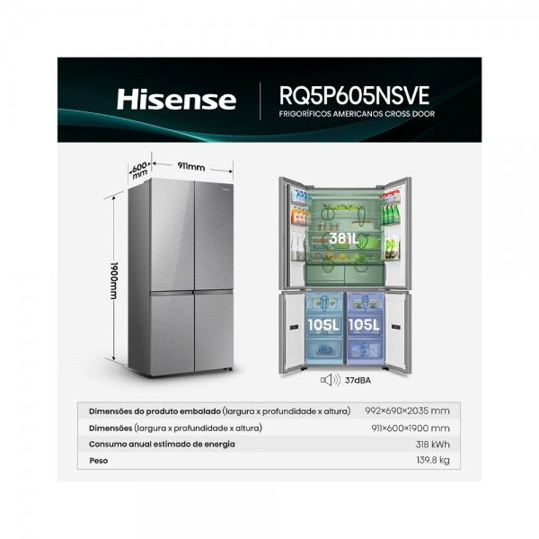 Frigorfico Americano HISENSE RQ5P605NSVE