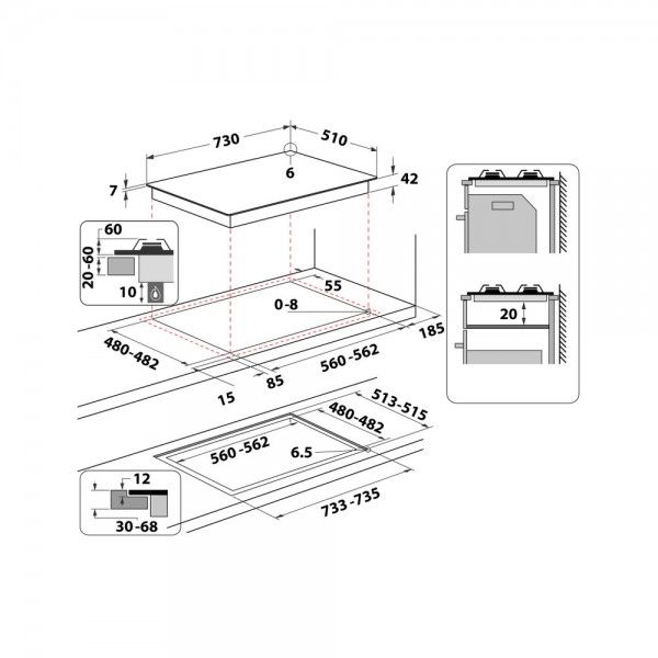 Placa a Gs HOTPOINT HAGS 72F/BK 1