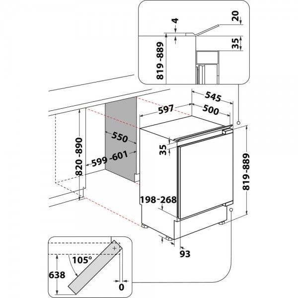 Arca Vertical de Encastre WHIRLPOOL WBUFZ011