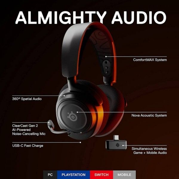 HEADSET STEELSERIES WIRELESS ARCTIS NOVA 7 61553