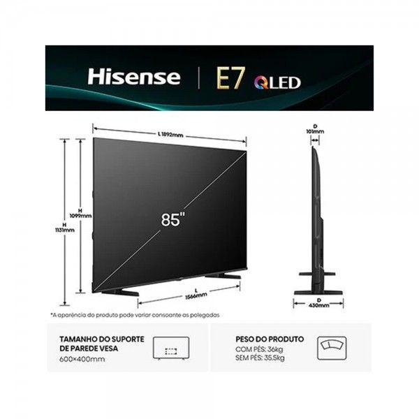 TV HISENSE 85E7Q (QLED - 4k Ultra HD - Smart TV - 216 cm)
