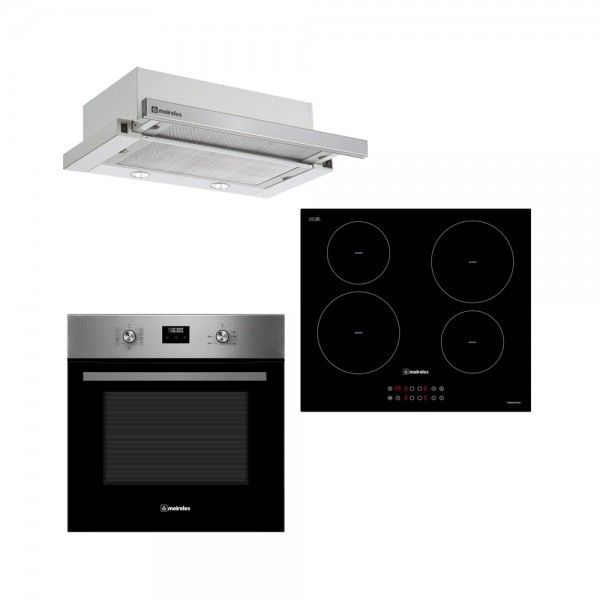 Conjunto MEIRELES Forno MF 7900 X + Placa Indução MI 1501 + Exaustor MET MET161 X