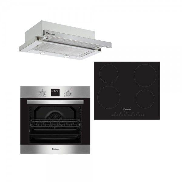 Conjunto MEIRELES Forno MF 8900 X + Placa Vitro MV 1601 + Exaustor MET MET161 X