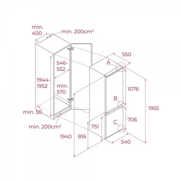 Frigor�fico Combinado de Encastre TEKA RBF 78385 FI