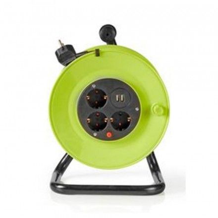 Extens�o de rolo 3tomadas +2entradas USB 25m NEDIS PECCR25UFGN