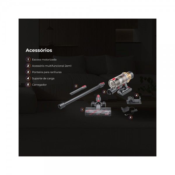 Aspirador Vertical FLAMA ProForce 60 Sem Fios 1645FL