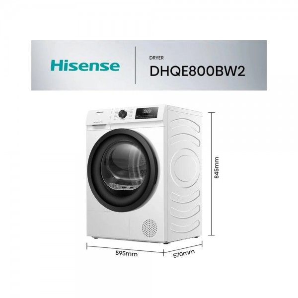 Máquina de Secar Roupa HISENSE DHQE800BW2 Máquina de Secar Roupa HISENSE DHQE800BW2