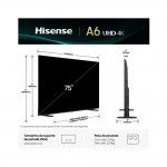 TV HISENSE 75" 75A6Q (DLED - 4k Ultra HD - Smart TV - 189 cm)