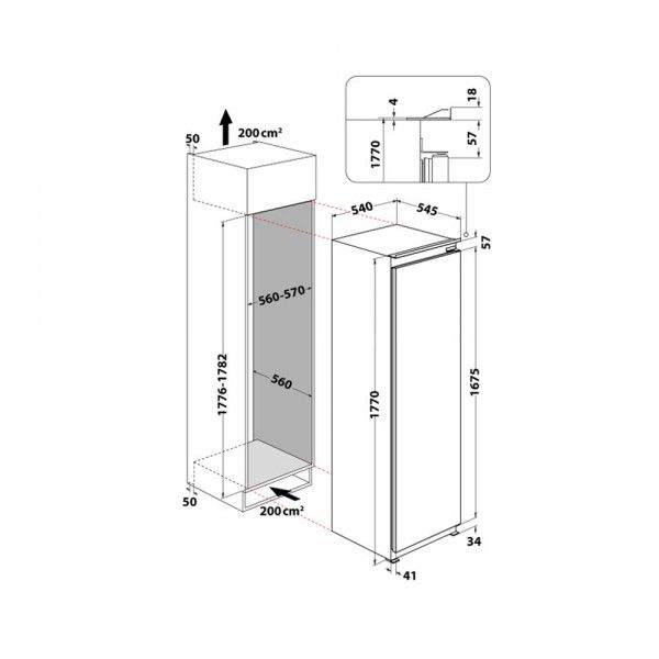 Frigorífico de Encastre WHIRLPOOL WHSD18A073C1 P Frigorífico de Encastre WHIRLPOOL WHSD18A073C1 P