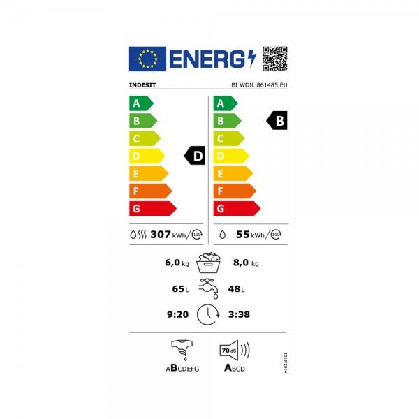 Máquina de Lavar e Secar Roupa de Encastre INDESIT BIWDIL861485EU Máquina de Lavar e Secar Roupa de Encastre INDESIT BIWDIL861485EU