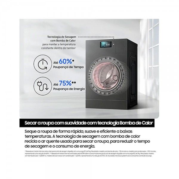 Máquina de Lavar e Secar Roupa SAMSUNG Bespoke AI Laundry Combo WD18DB8995BZT2 Máquina de Lavar e Secar Roupa SAMSUNG Bespoke AI Laundry Combo WD18DB8995BZT2