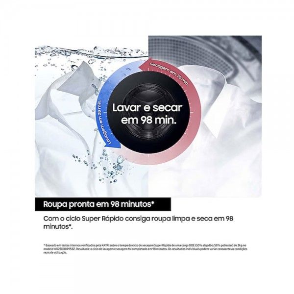 Máquina de Lavar e Secar Roupa SAMSUNG Bespoke AI Laundry Combo WD18DB8995BZT2 Máquina de Lavar e Secar Roupa SAMSUNG Bespoke AI Laundry Combo WD18DB8995BZT2