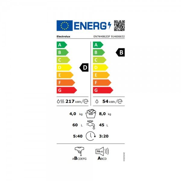 M�quina de Lavar e Secar de Integrar ELECTROLUX S�rie 700 DualCare  EN7W4862OF