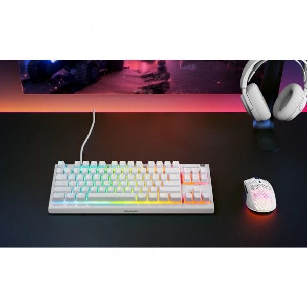 TECLADO STEELSERIES APEX 3 TKL LAYOUT US BRANCO 64819