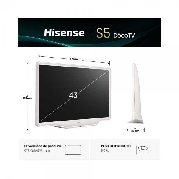 TV HISENSE 43S5Q (QLED - 43'' - 108 cm - 4k Ultra HD - Smart TV)