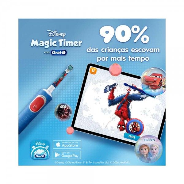 Escova de Dentes El�trica Pro Kids 3+ Spiderman  ORAL-B D103.413.2KX
